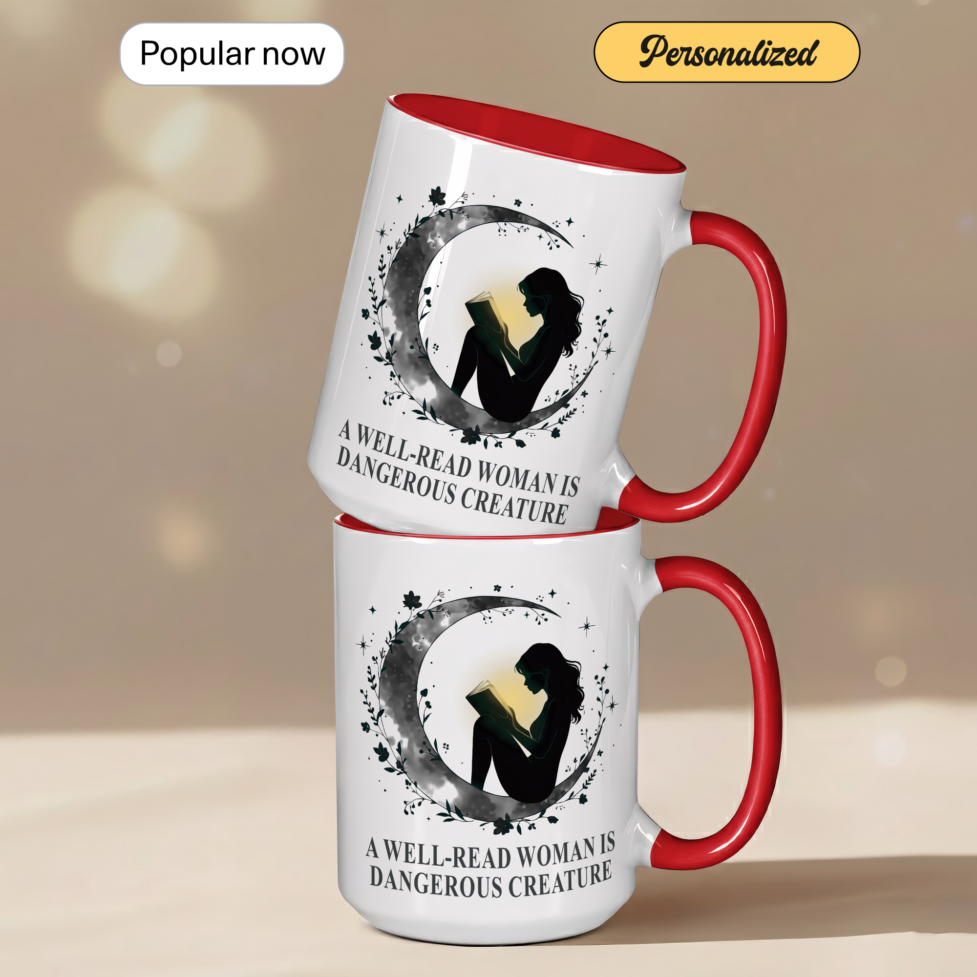 A Well Read Woman Is Dangerous Creature Mug – Feminist Book Lover Gift – Empowered Reader Coffee Cup – 11oz 15oz Ringer Mug | Mug 118