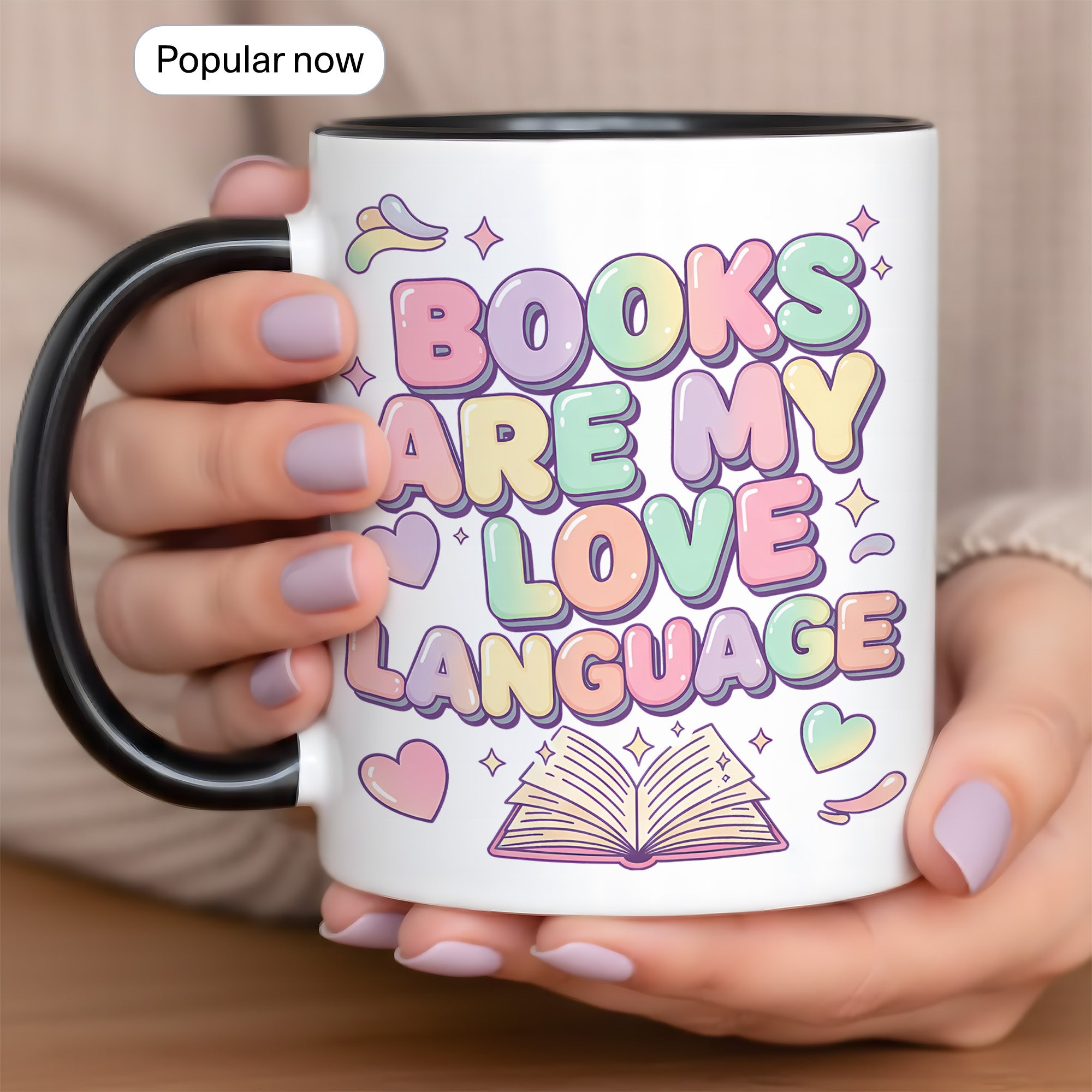 Books Are My Love Language Mug – Cute Book Lover Coffee Cup – Pastel Reader Gift – 11oz 15oz Ri0nger Mug | Mug 155