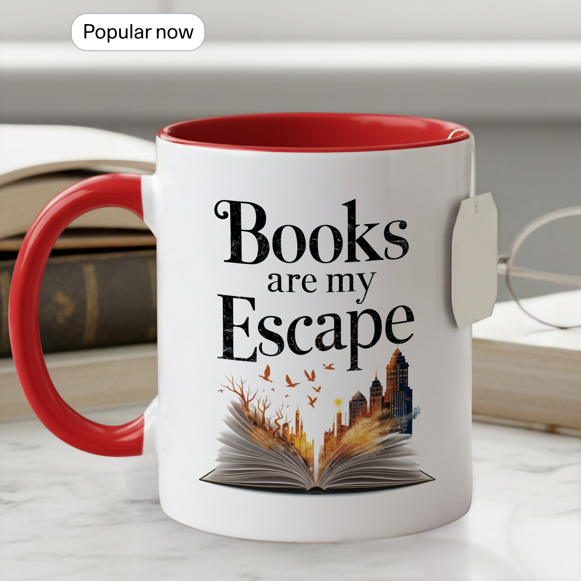 Books Are My Escape Mug – Book Lover Coffee Cup – Cozy Reading Gift – Fall Aesthetic Mug – 11oz 15oz Ringer Mug | Mug 137