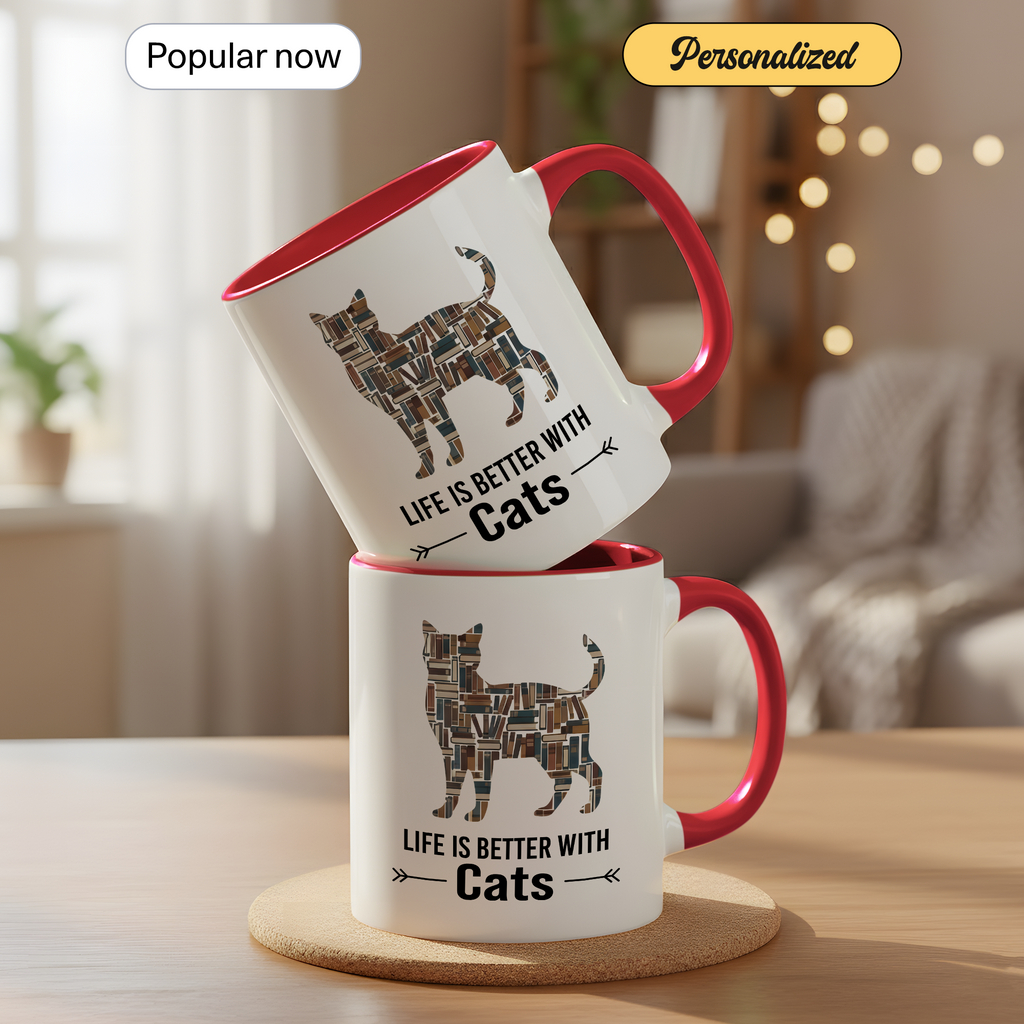 All I Need Is Coffee and Cats Mug – Cat Lover Coffee Cup – Funny Cat Mom Gift – 11oz 15oz Ringer Mug |Mug 142