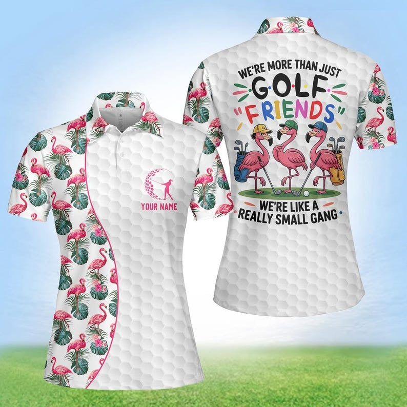 Funny Flamingo Golf Shirt for Women, Matching Friends Sleeveless Polo